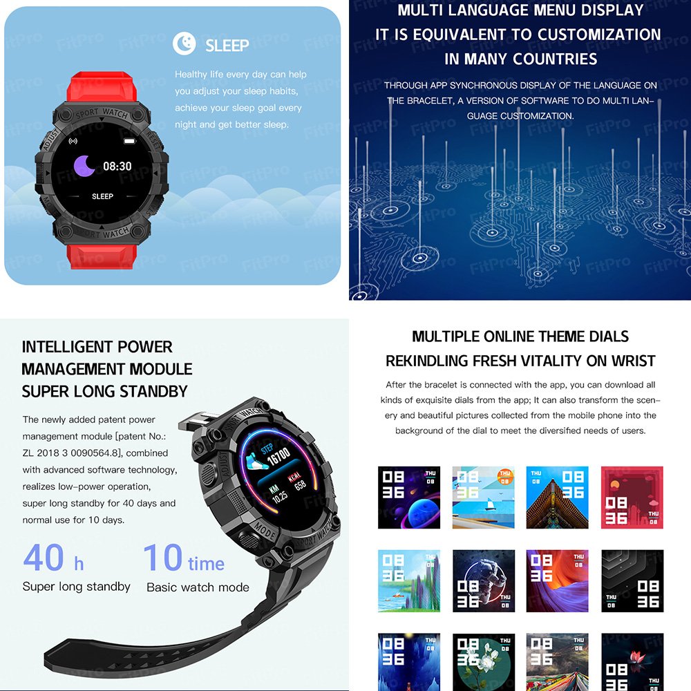 Factory OEM Outdoor Color Smart Watch Sports Bracelet Watch for Men Women Waterproof Fitness Tracker Reloje Inteligente FD68